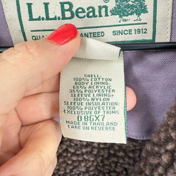 Vintage L.L. Bean Sherpa Lined Utility Chore Jacket Lavender Button Front Sz XS - Picture 4 of 8